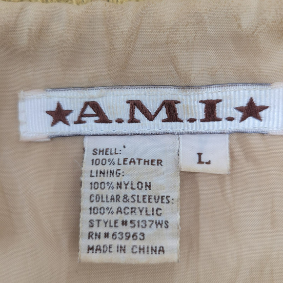 Vintage A.M.I. Camel Suede Leather Jacket | Knit Sleeves‎ & Collar Womens Sz LHO - Picture 4 of 12